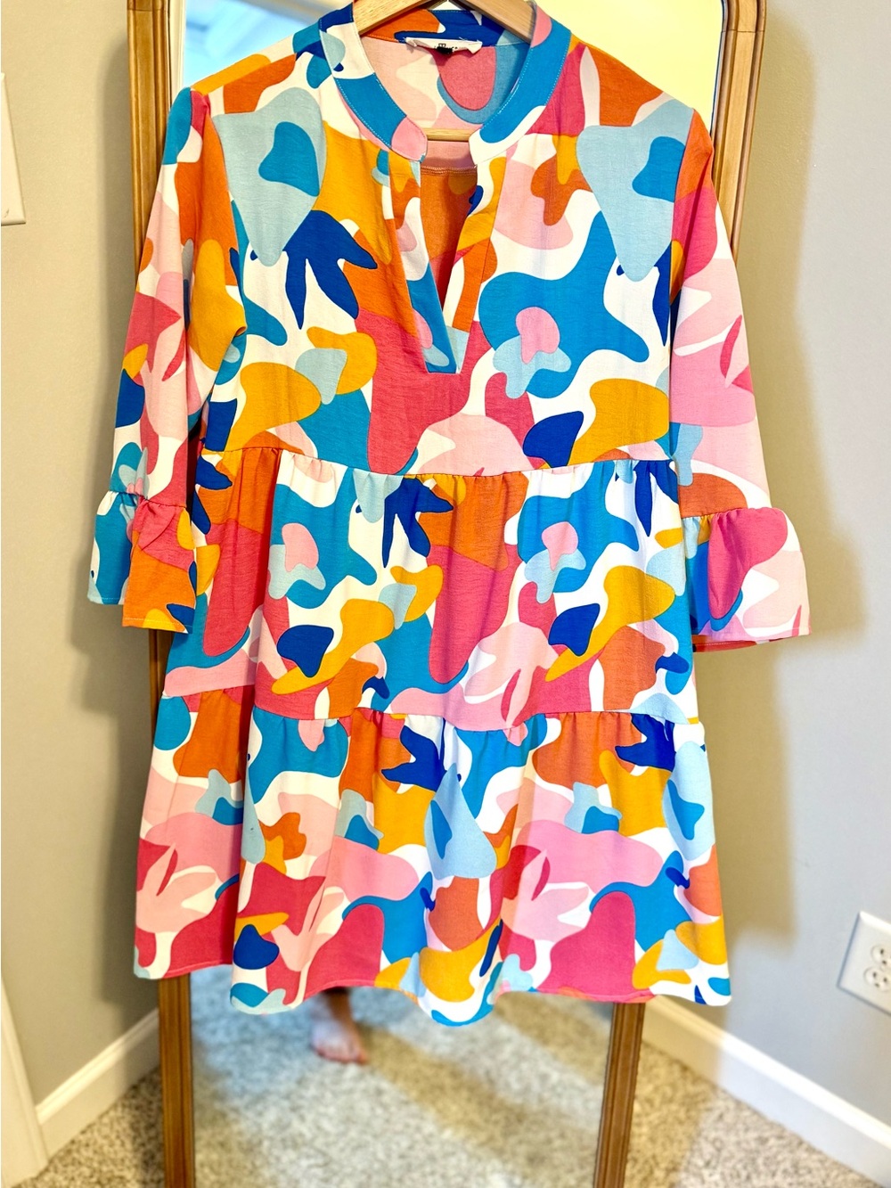 Michelle McDowell Tiered Ruffle Dress in Multicolor Abstract Print